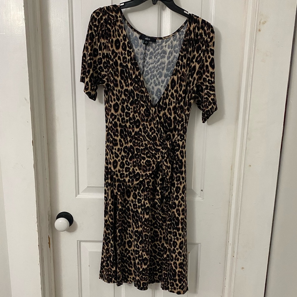 Ellos leopard wrap short sleeve dress size 16
